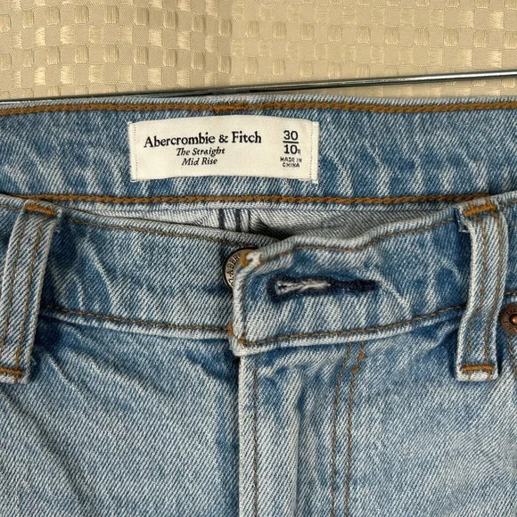 Abercrombie & Fitch The Straight Mid Rise Women Jeans  size 30/10 Blue/ preloved - Picture 10 of 10
